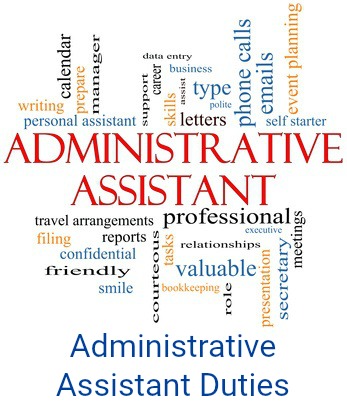 Illustration of words associated with administrative assistant jobs