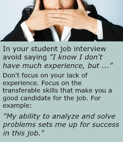 How to handle your inexperience in a student job interview- example answer