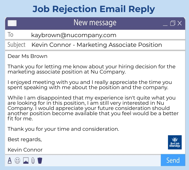 Job rejection email polite Follow Up