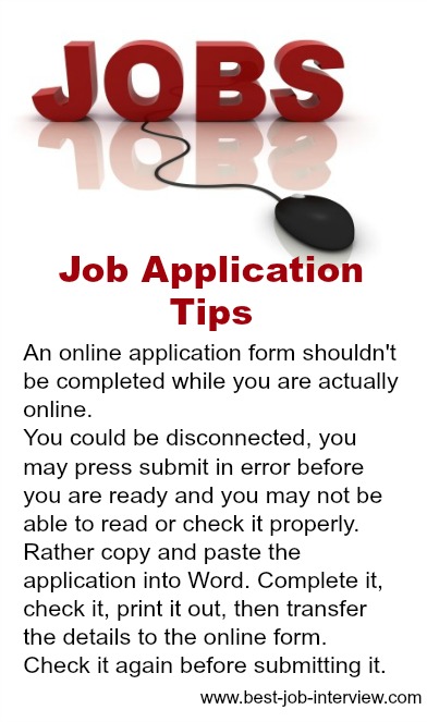 Method of writing application for job