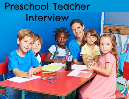 Preschool teacher with 5 learners at table working