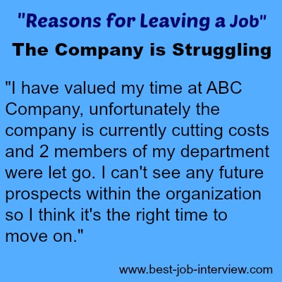 Reasons For Leaving A Job