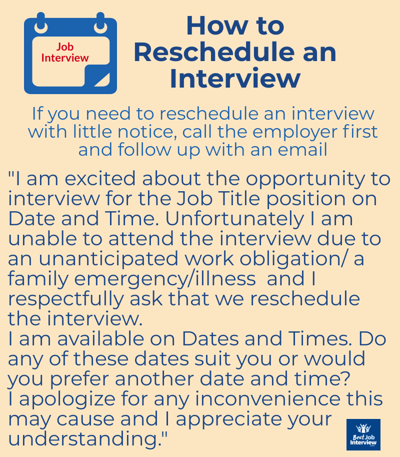 How to reschedule an interview - what to say in text