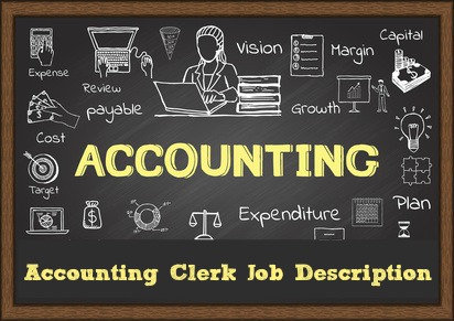 Blackboard with accounting icons and words Accounting Clerk Job Description