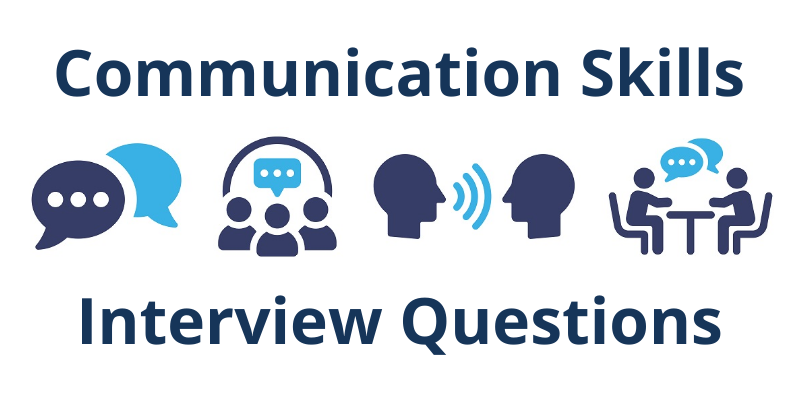 Illustration of communication icons and text Communication Skills Interview Questions