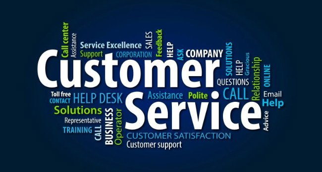 Customer service concept with words relating to good customer service