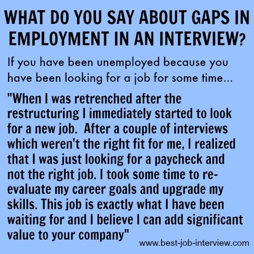 Sample answer to "What do you say about gaps in employment in an interview"