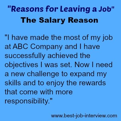 Reason for Leaving a Job sample interview answer text