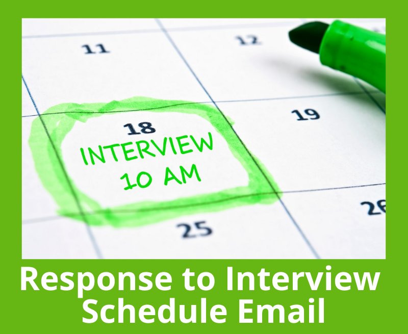 Picture of calendar date highlighted in green with words Interview 10 AM