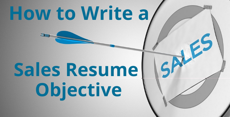 Arrow hitting target on board with text "sales resume objective"