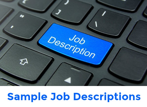 Black keyboard with blue tab with heading "Job Description"