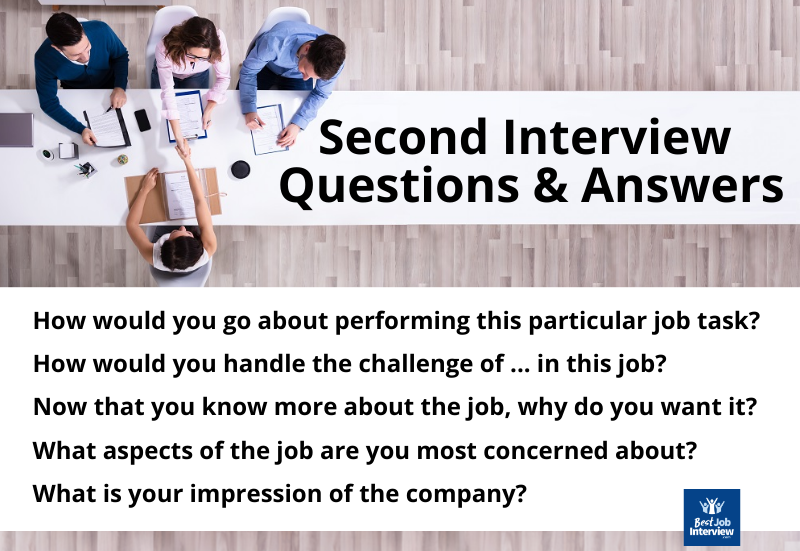 People conducting a job interview with list of second interview questions