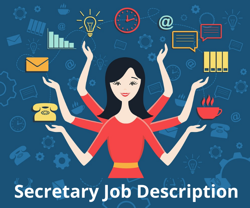 Graphic of secretary juggling multiple tasks