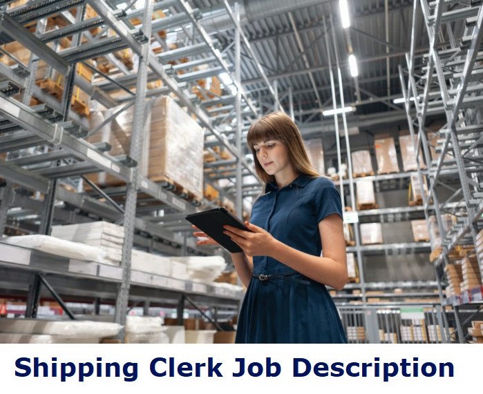 Female shipping clerk checking documents in warehouse