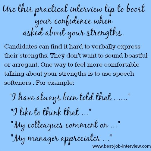 Text of different ways to answer questions about your strengths