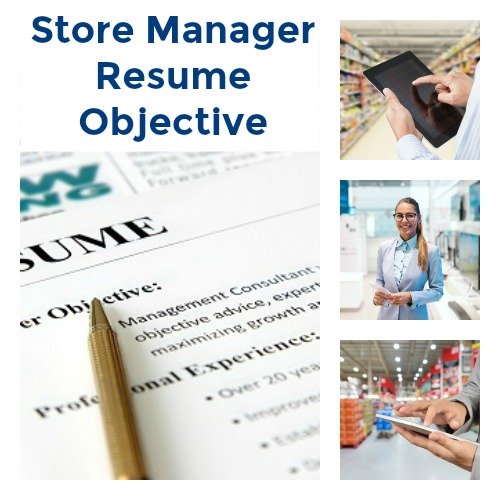 Collage of 3 pictures of store managers at work and a resume