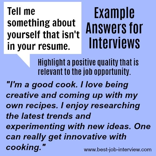 Sample interview answer to "Tell me something about yourself that isn't in your resume"