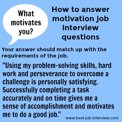 Text block with heading "How to answer motivation job interview questions" with sample interview answer to "What motivates you?"