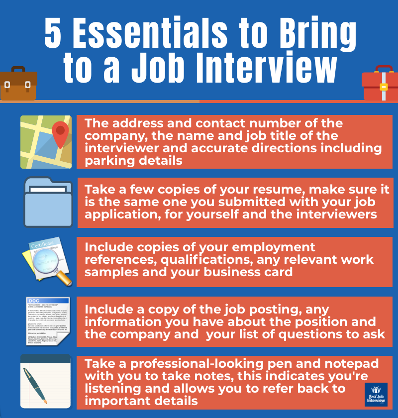 What to bring to a job interview